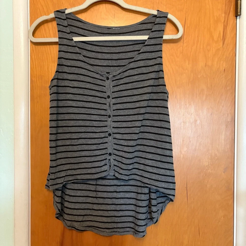 Striped Button Tank - Picture 1 of 4